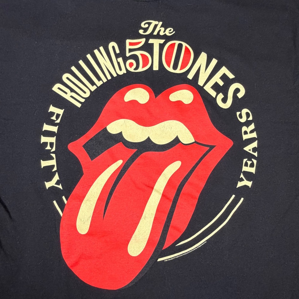 Rolling Stones Fifty Years 2012 Tour Graphic T-Shirt Black XL 100% Cotton